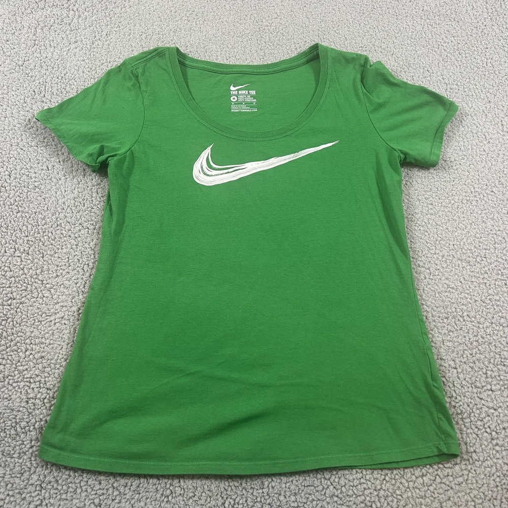 Nike Shirt Womens‎ Medium Green Scoop Neck Short Sleeve Athletic Swoosh Logo Tee
